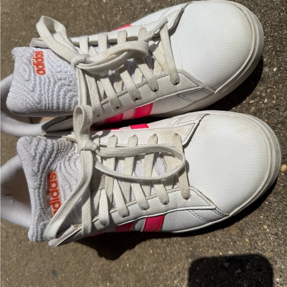 Adidas Women's White and Bright Pink Sneakers - Picture 2 of 13